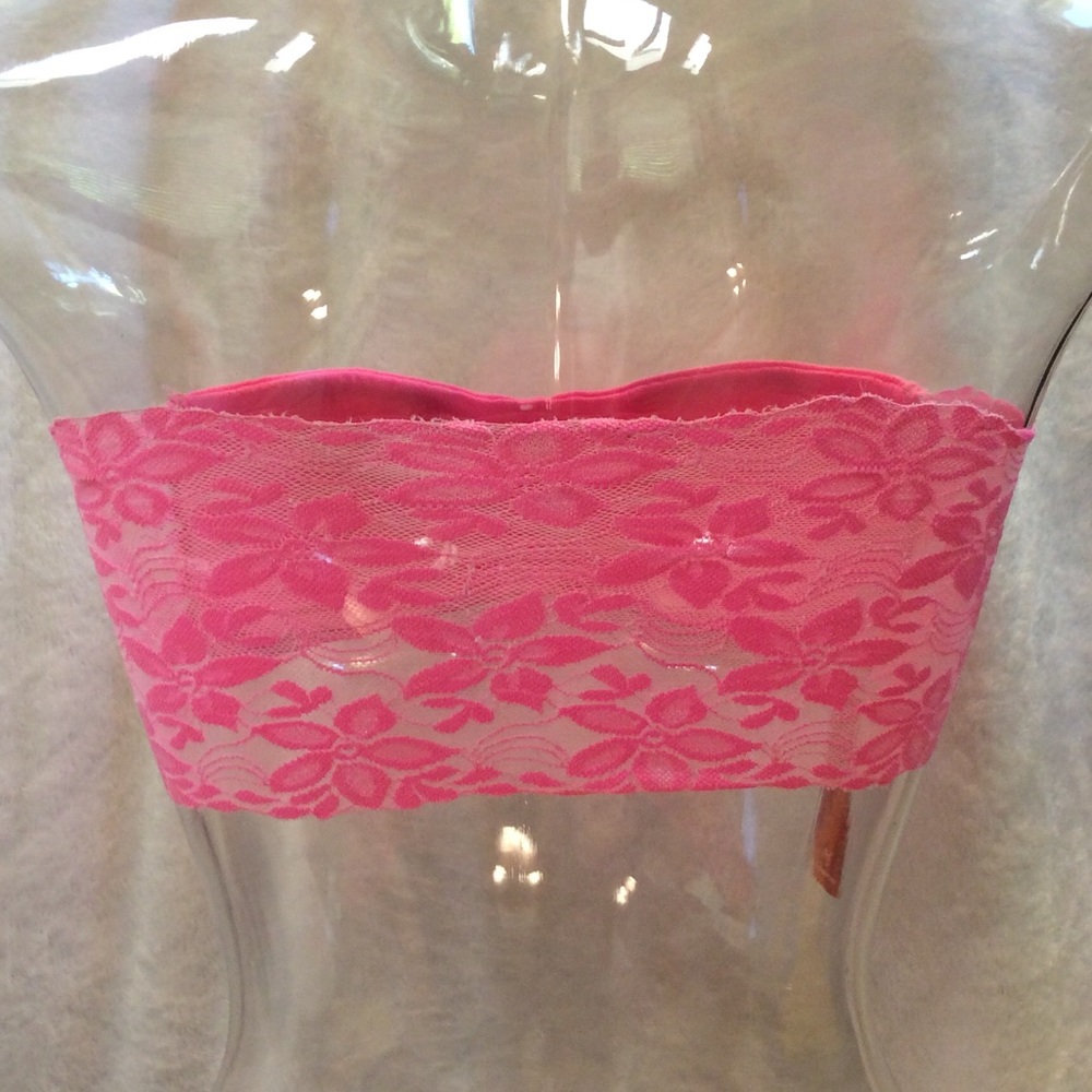 FREE W/BUNDLE/ 2 for $10/ 4 for $18 Stretch lace bandeau bralette NEON PINK